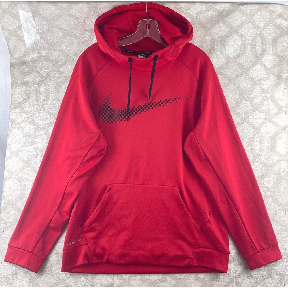 Nike Therma-FIT Red Dotted Swoosh‎ Hoodie Mens Large 811899-657